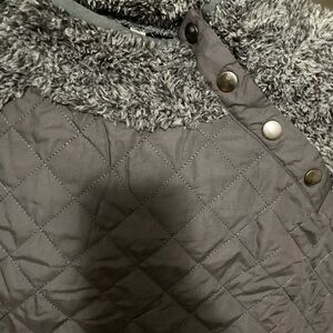 Stylish Gray Faux Fur Pull Over Jacket